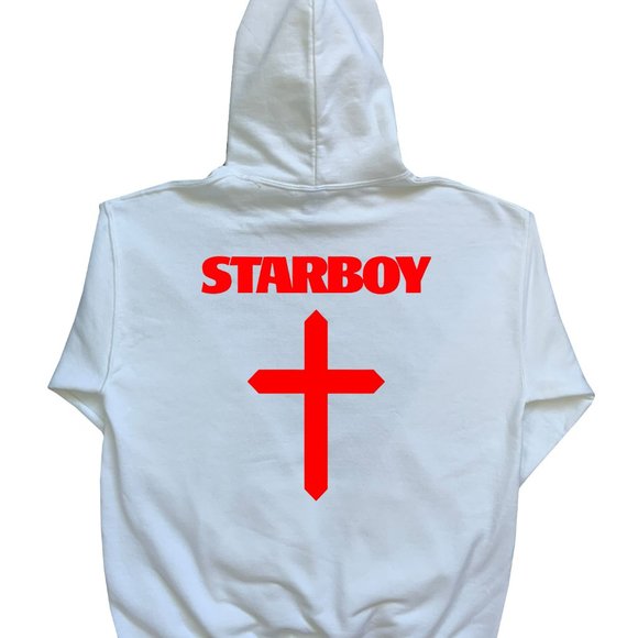 The Weeknd Cross and Lightning Design White Hoodie - Picture 2 of 2